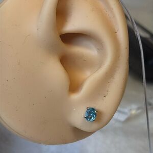 925 Genuine Blue Apatite Sterling Silver Stud Earrings